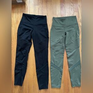 Lot 2 Womens Old Navy Active Go-Dry  Moto Ribbed High Waisted Leggings Small